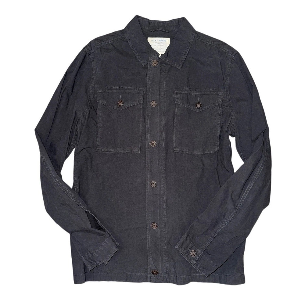 Lucky Brand Men's Utility Zipper Button Up Close Charcoal Grey Jacket Size M